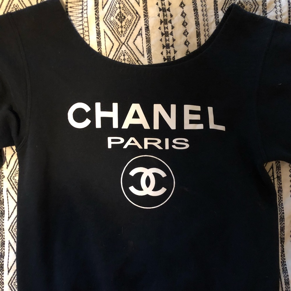Chanel print off the shoulder sweater